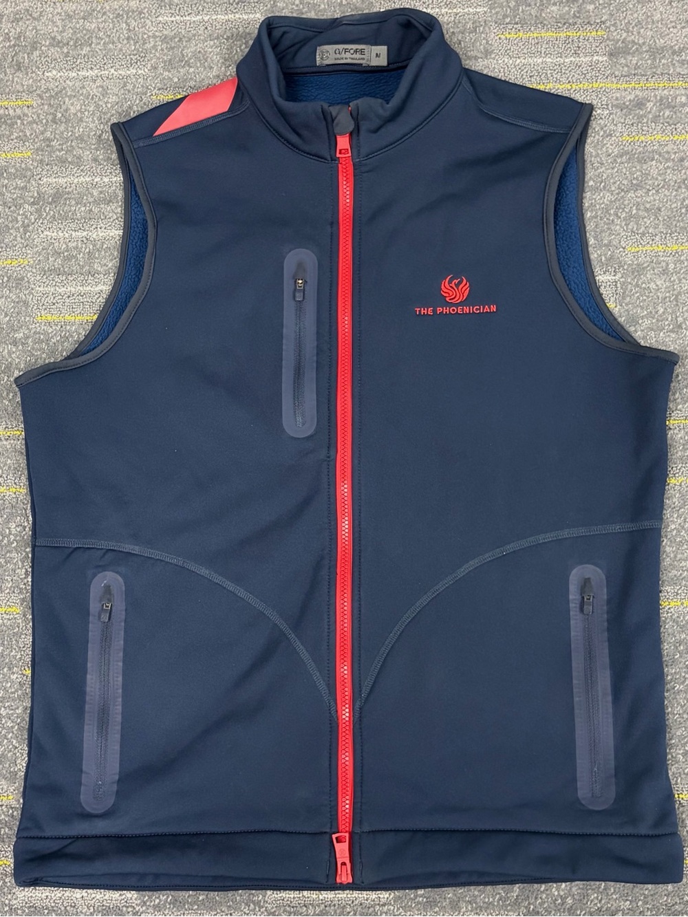 G/Fore Fleece Lined Vest Size Medium Blue Full Zip Golf The Phoenician Pockets